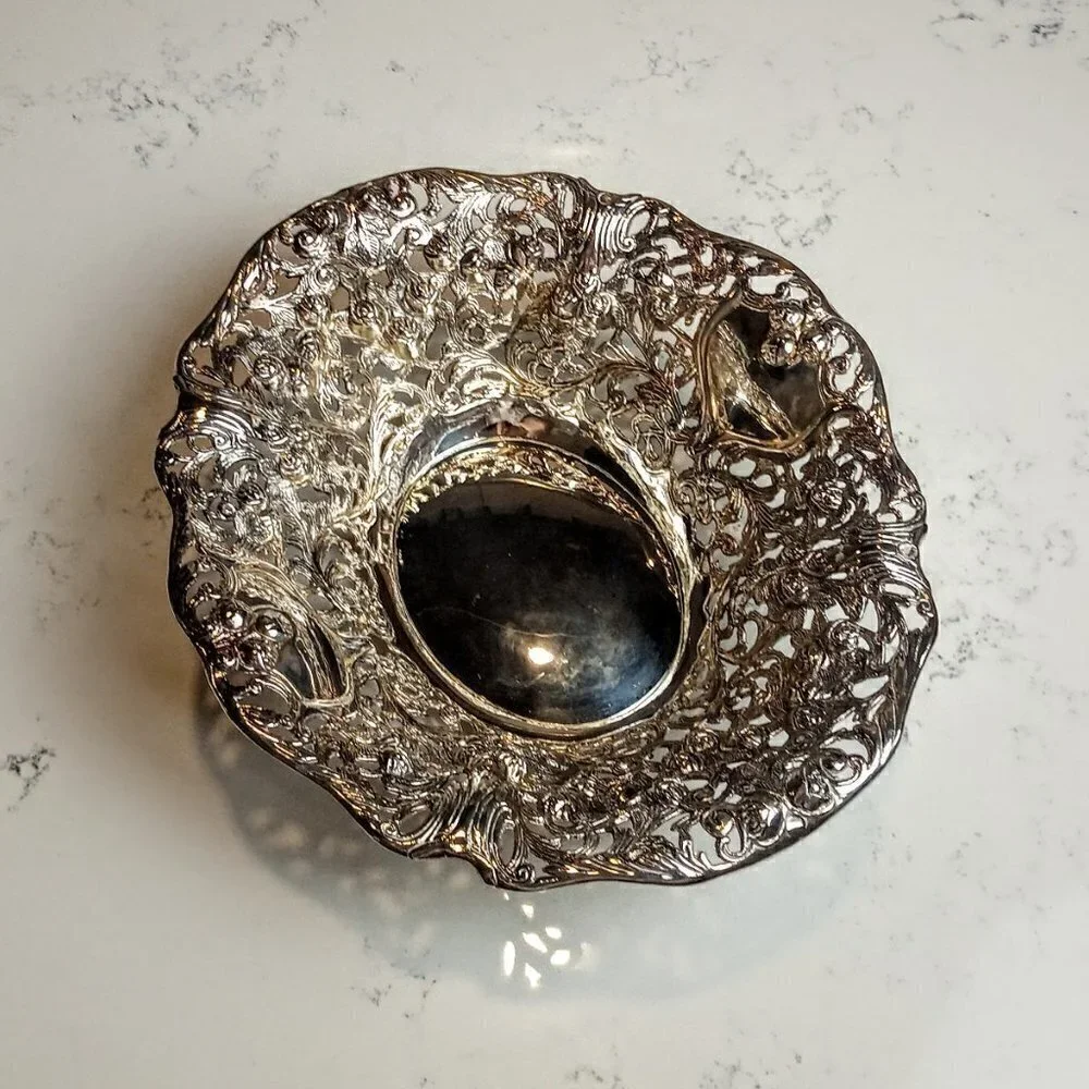 Vintage Godinger Silver Repousse Filigree Bowl